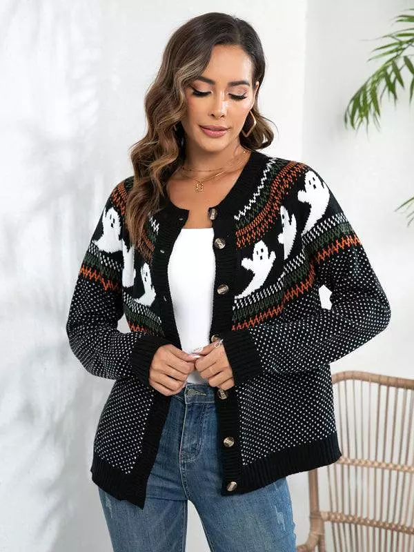 Halloween Polka Dot Women Cardigan Sweater