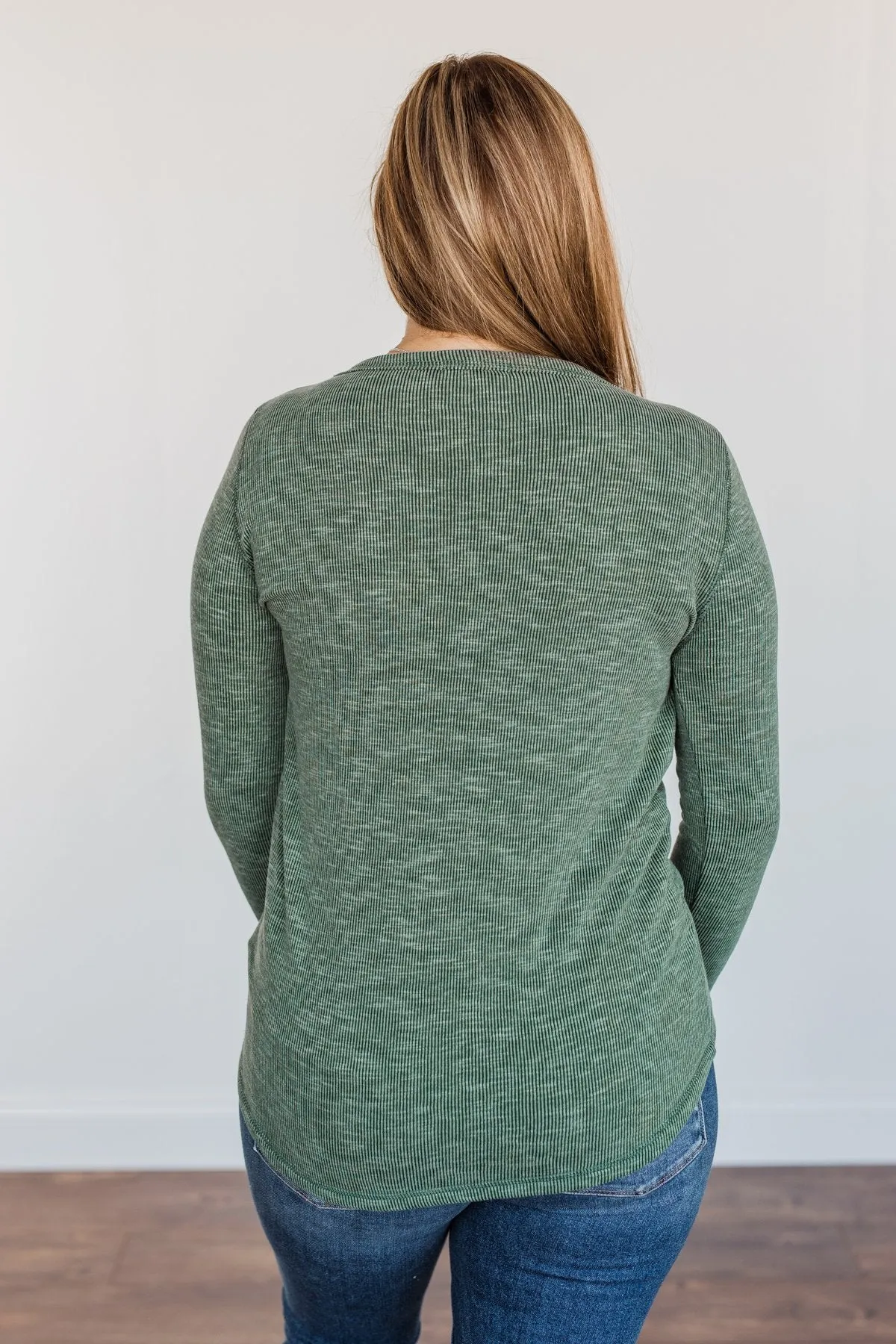 Harvest Happenings Knit Pocket Top- Forest Green