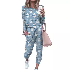 Haute Edition Women's Cozy Christmas Print 2-Piece Jogger Pajama Set