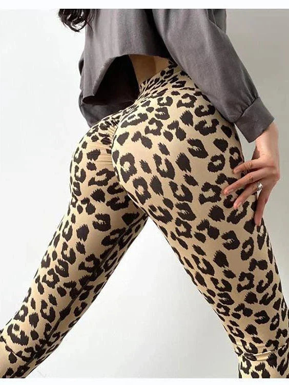 High Waist PU Print Women's Ankle-Length Yoga Leggings