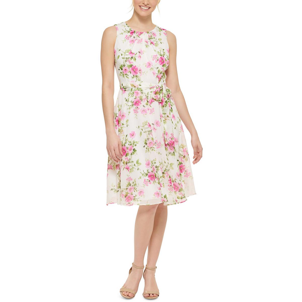 Jessica Howard Womens Floral Print Knee Length Fit & Flare Dress