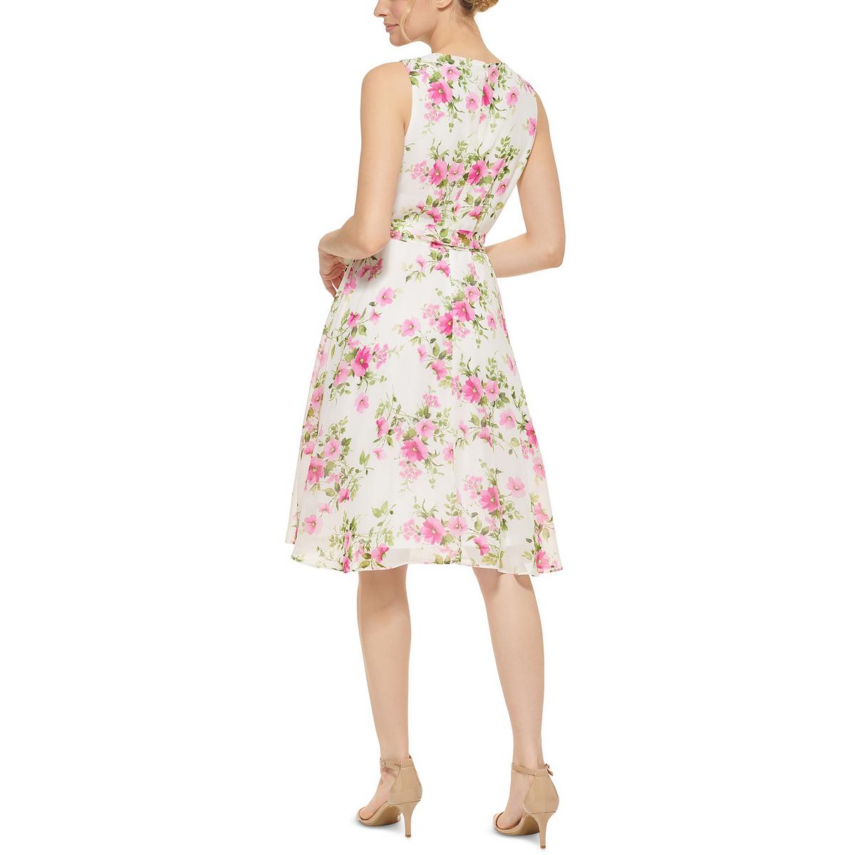 Jessica Howard Womens Floral Print Knee Length Fit & Flare Dress