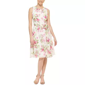 Jessica Howard Womens Floral Print Knee Length Fit & Flare Dress