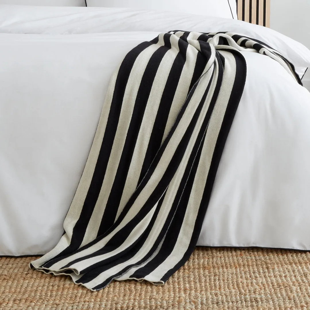 Knitted Stripe Cotton Blanket Throw