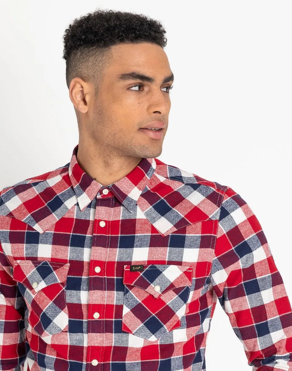 Lee Casual Check Long Sleeve Shirt Bright Red