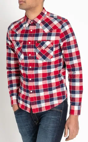 Lee Casual Check Long Sleeve Shirt Bright Red