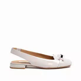 Light grey women's patent leather sling back ballet flat