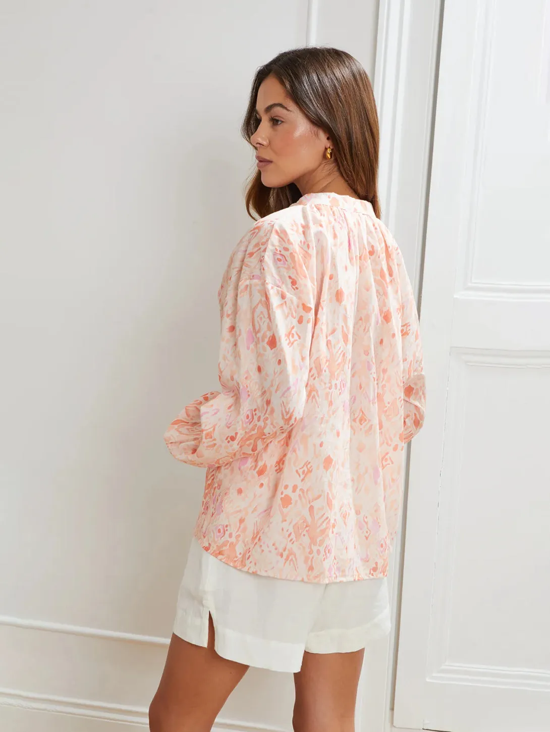 Ligia Print Blouse - Coral Print