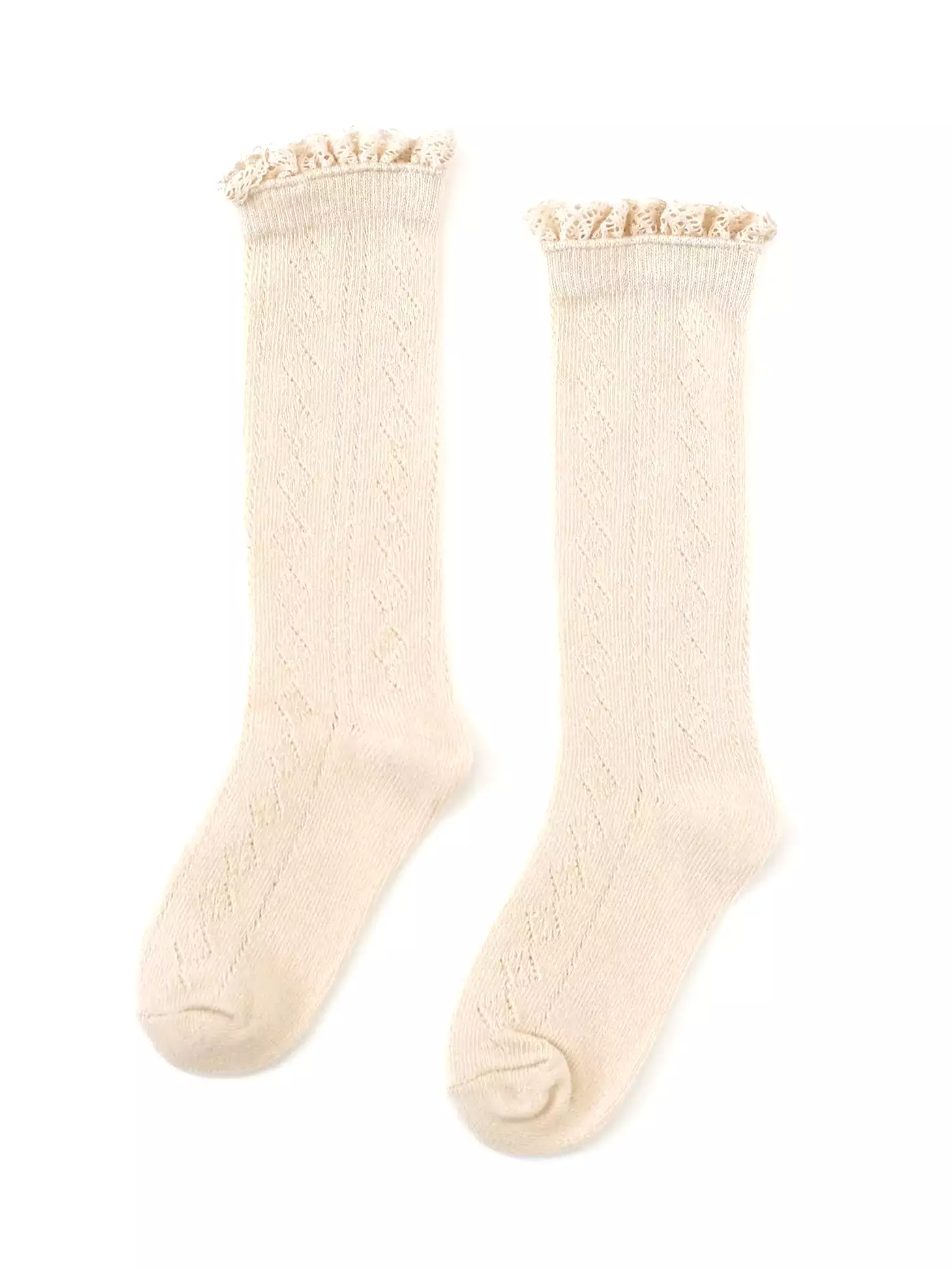 Little Stocking Co. - Vanilla Fancy Lace Top Knee High Socks