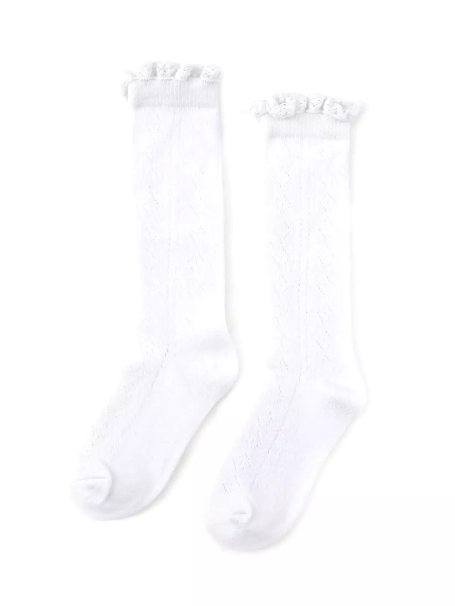 Little Stocking Co. - White Fancy Lace Top Knee High Socks