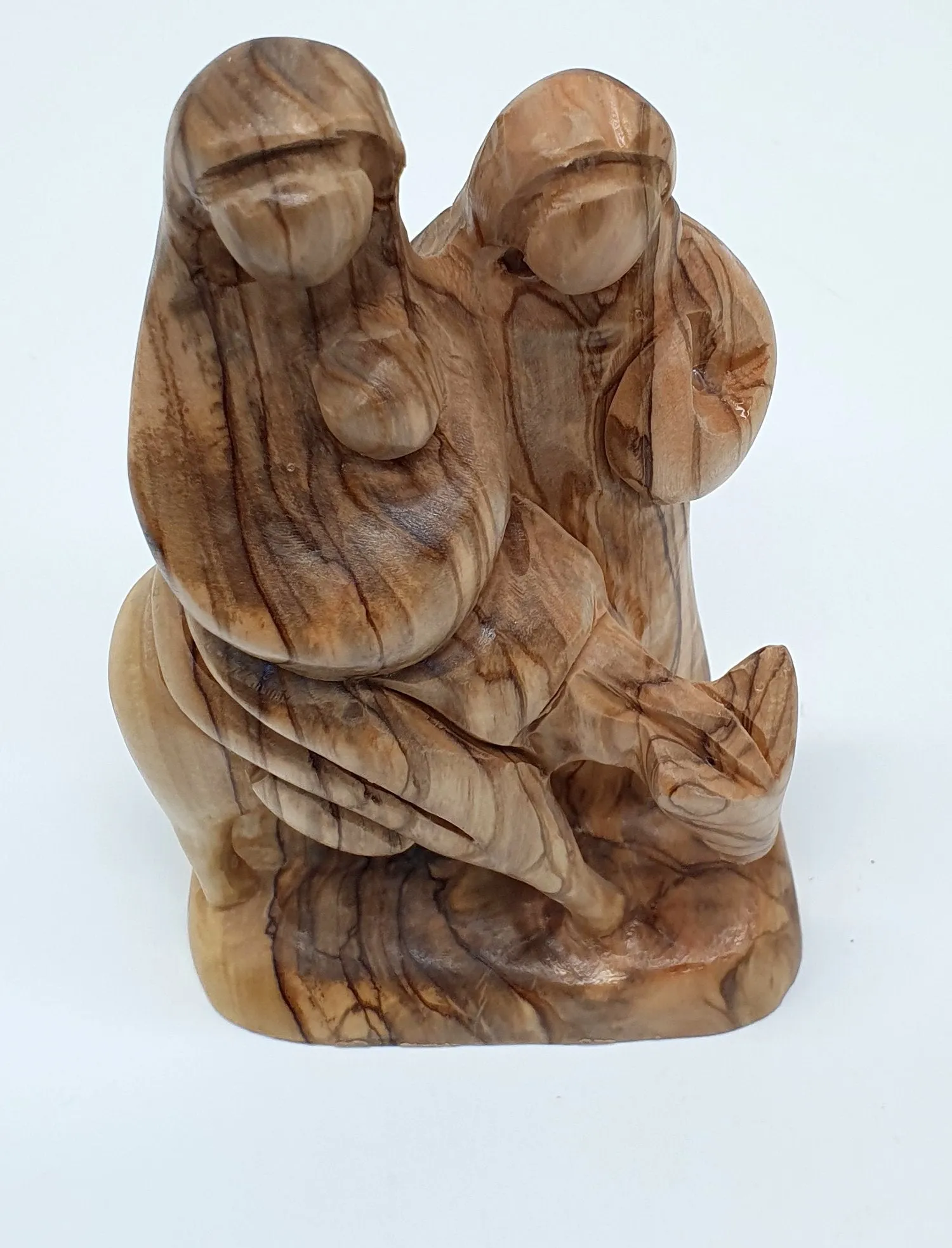 live Wood Nativity Statue - Flight to Egypt Scene, Jesus, Mary, and Joseph - Holy Land Crafted in Israel - Mary and Joseph Figur