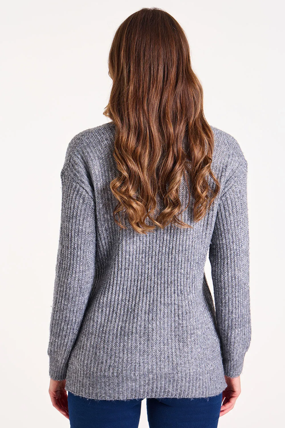 Long Sleeve V-Neck Knitted Tunic