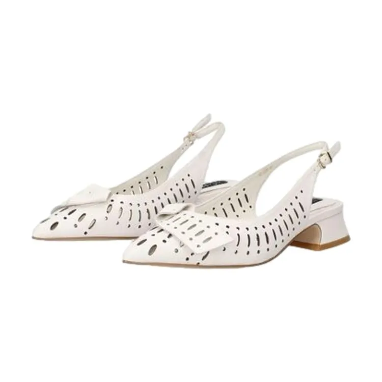 Luciano Barachini RL103B Dècolletè Sling Back Donna Tacco Basso in Vera Pelle Gesso