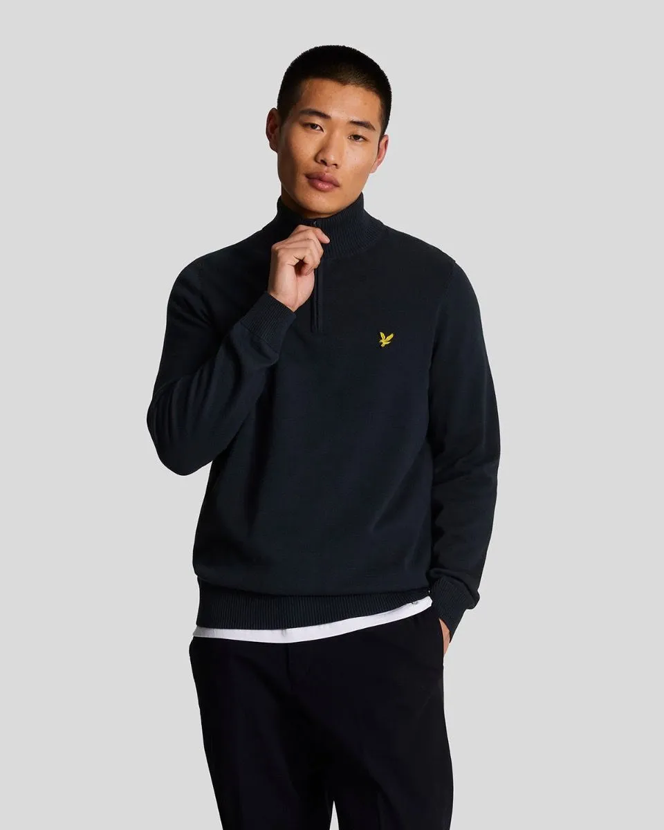 Lyle & Scott Knitted Quarter Zip Jumper Dark Navy