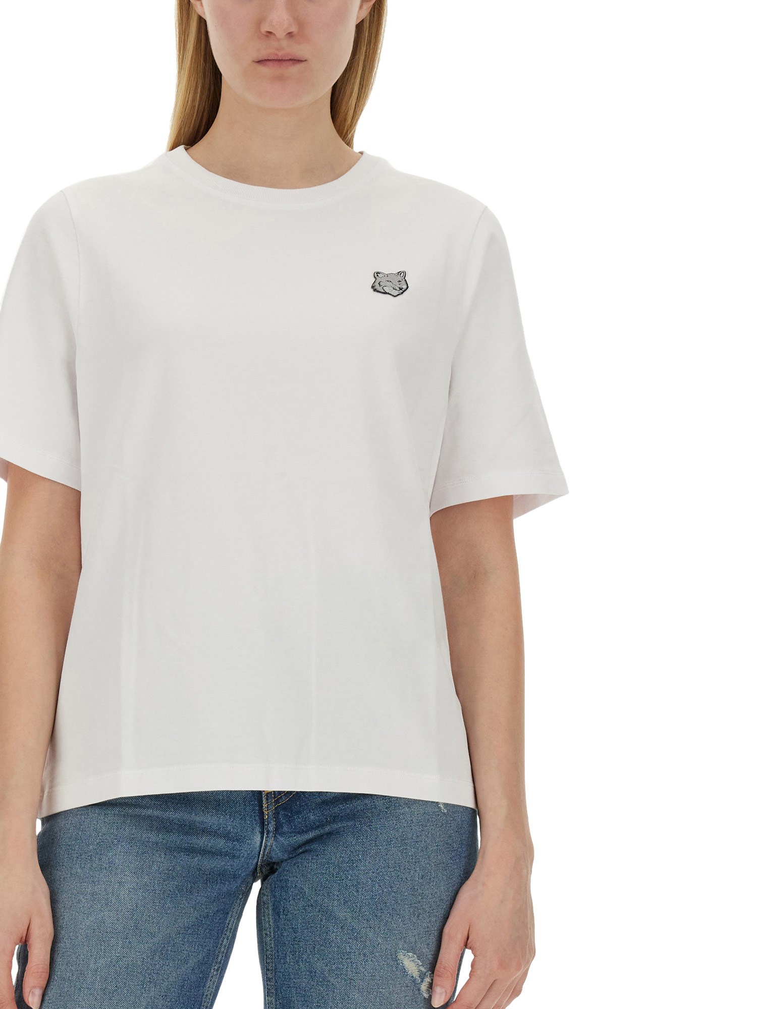 MAISON KITSUNÉ    COTTON JERSEY T-SHIRT WITH FOX PATCH