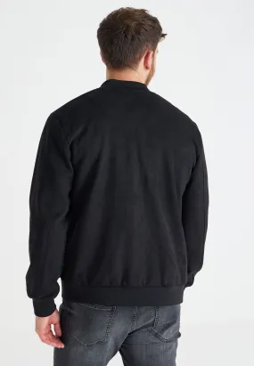 Mens Black Suedette Bomber Jacket