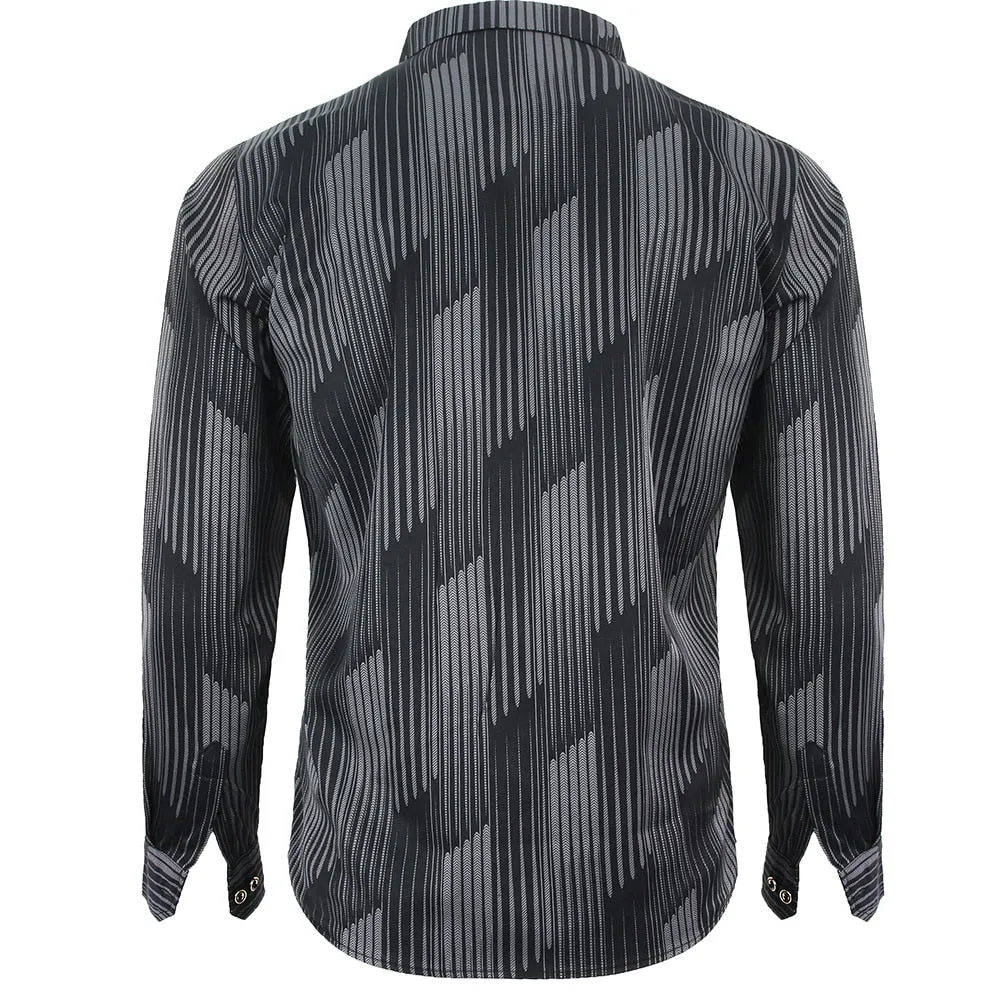 Men's Casual Style Streetwear Slim Fit Square Collar Long Sleeve Shirt