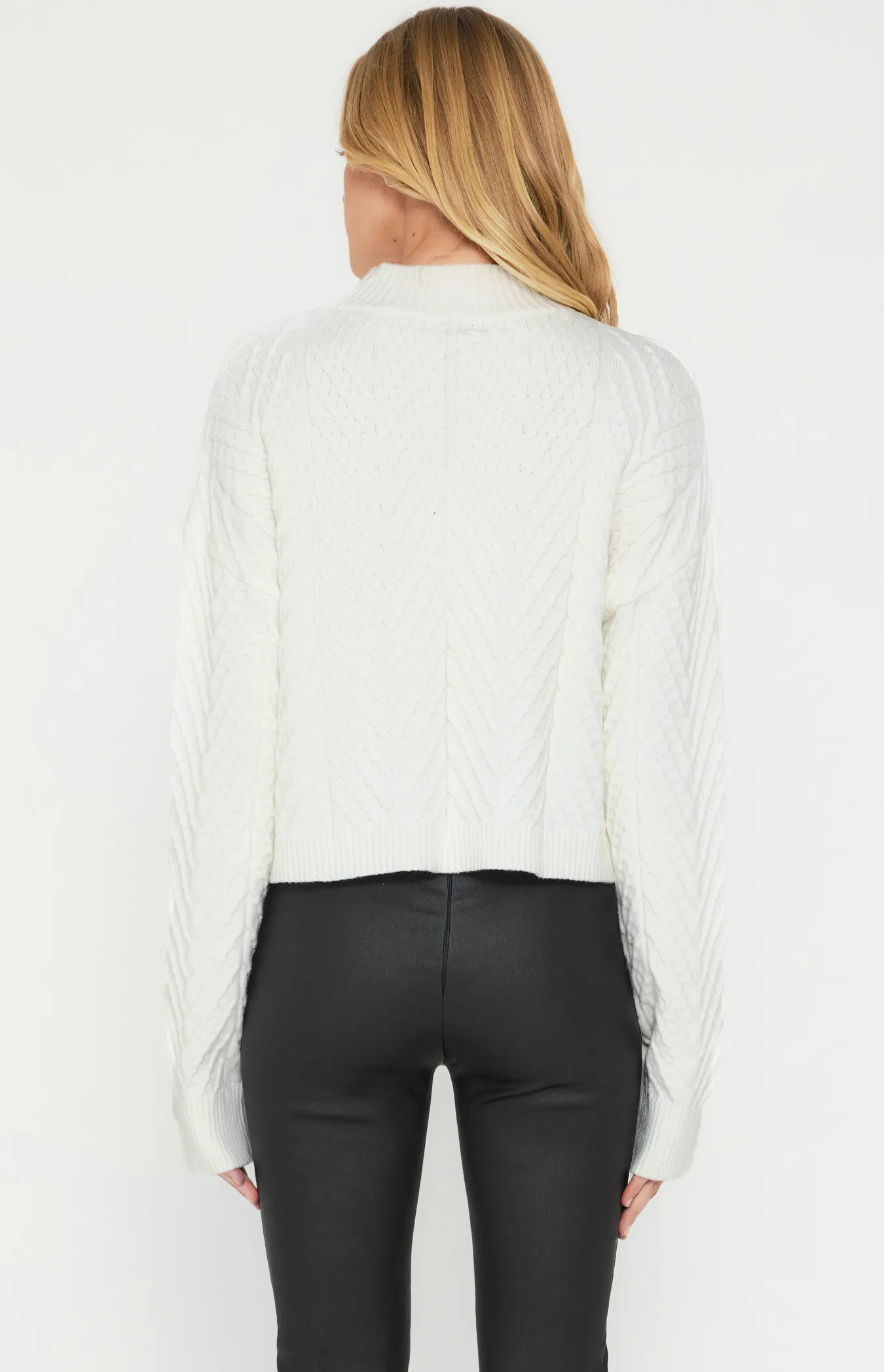 Mock Neckline Cable Knit Textured Jumper (SKN688)