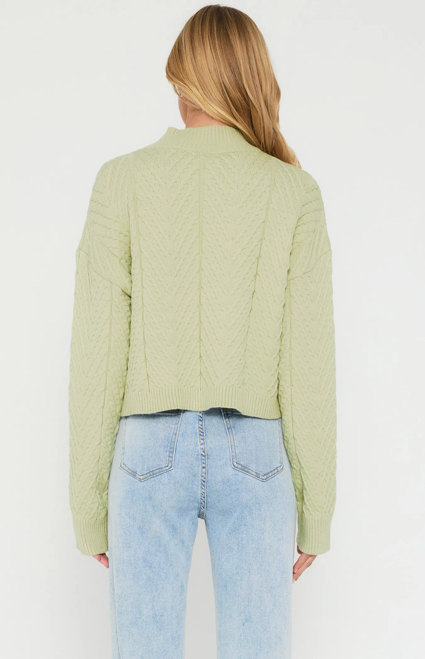 Mock Neckline Cable Knit Textured Jumper (SKN688)