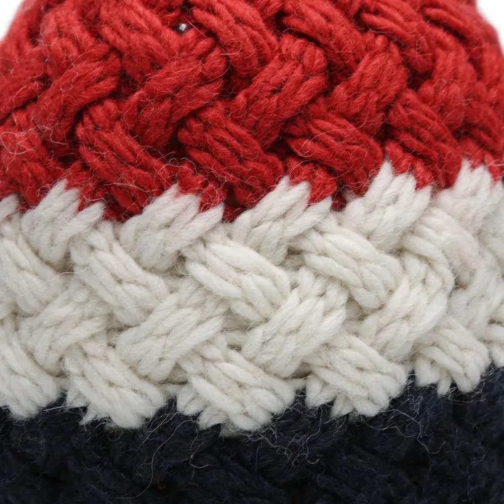 Moncler Tricolour Knitted Pom Pom HatNavy, Red & White