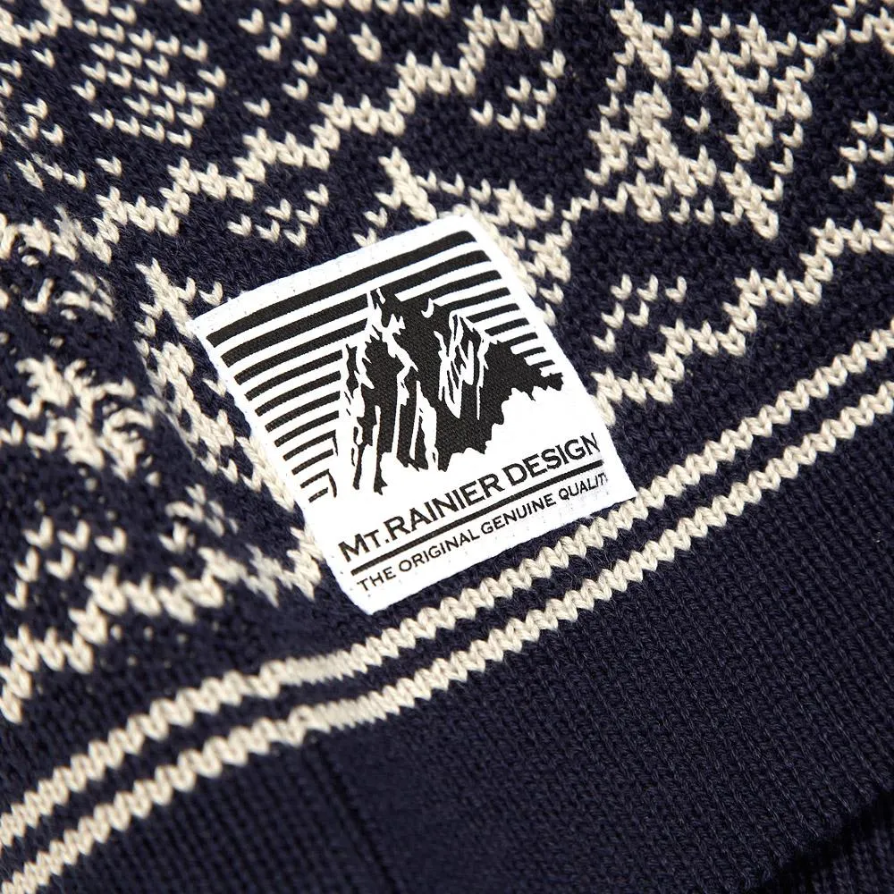 Mt. Rainier Design Knitted Nordic SweaterDark Navy