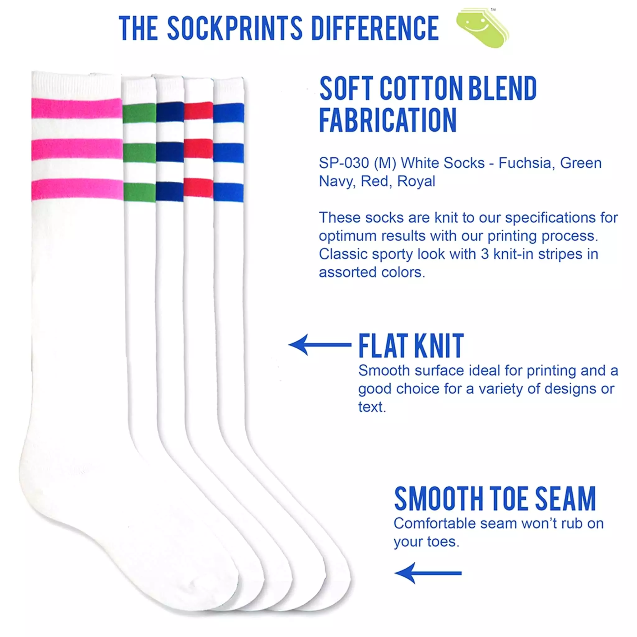 Navy Blue Striped Cotton Knee High Socks on Sale - 2 Pack