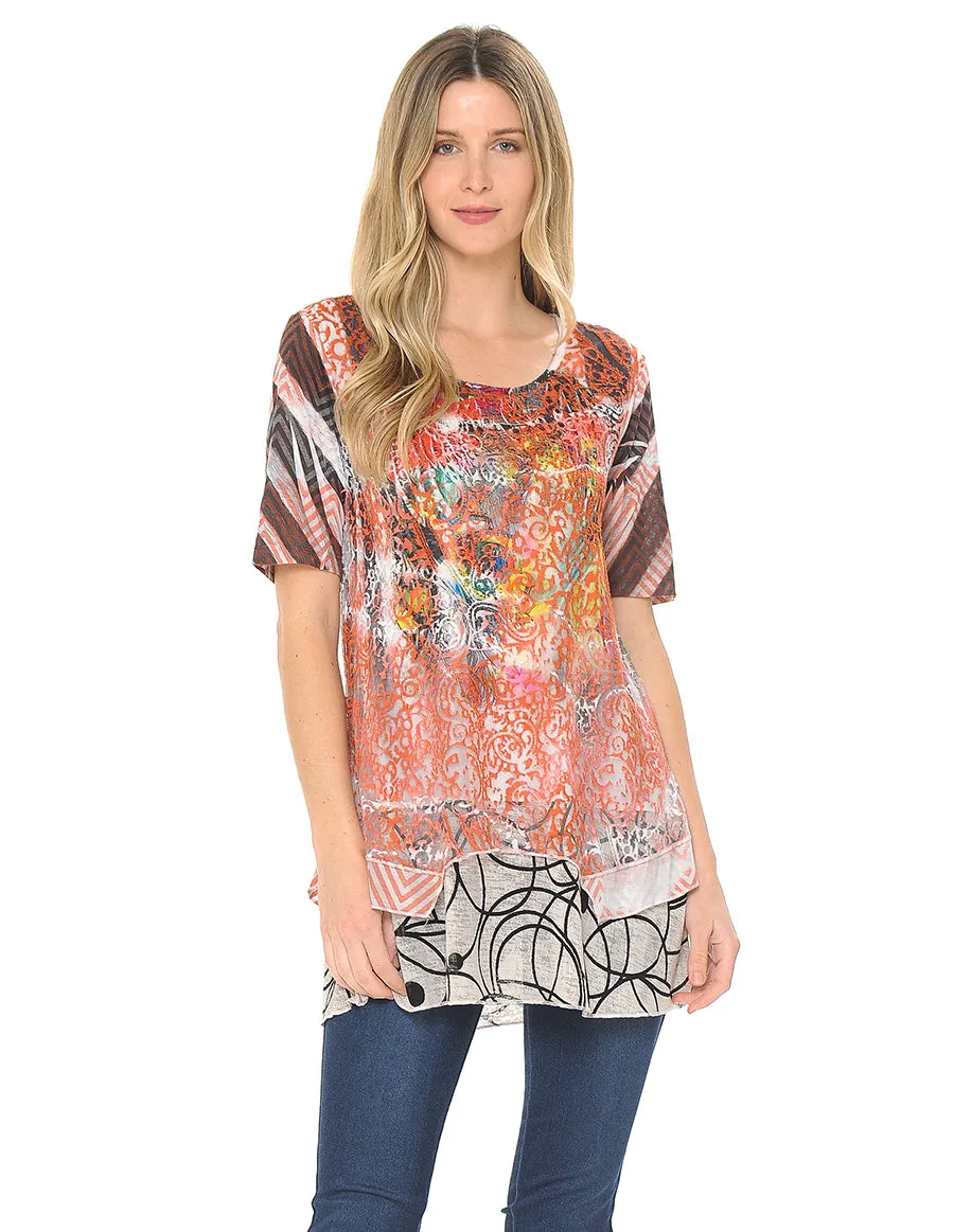 Palila Abstract Print Layered Top