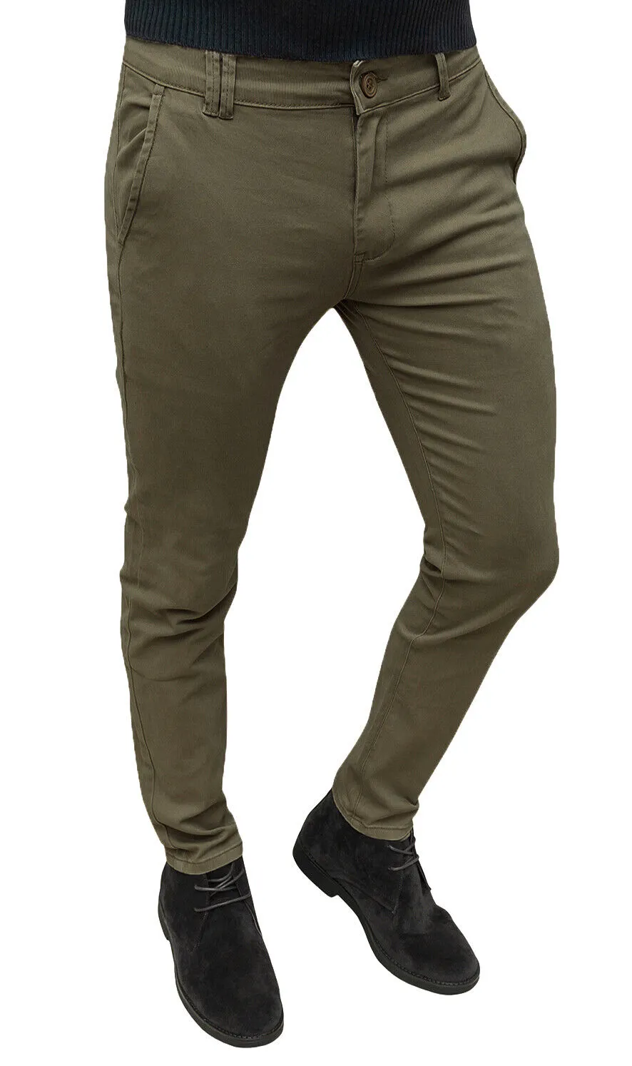 Pantalone uomo sartoriale casual marrone oliva invernale in cotone da 44 a 56