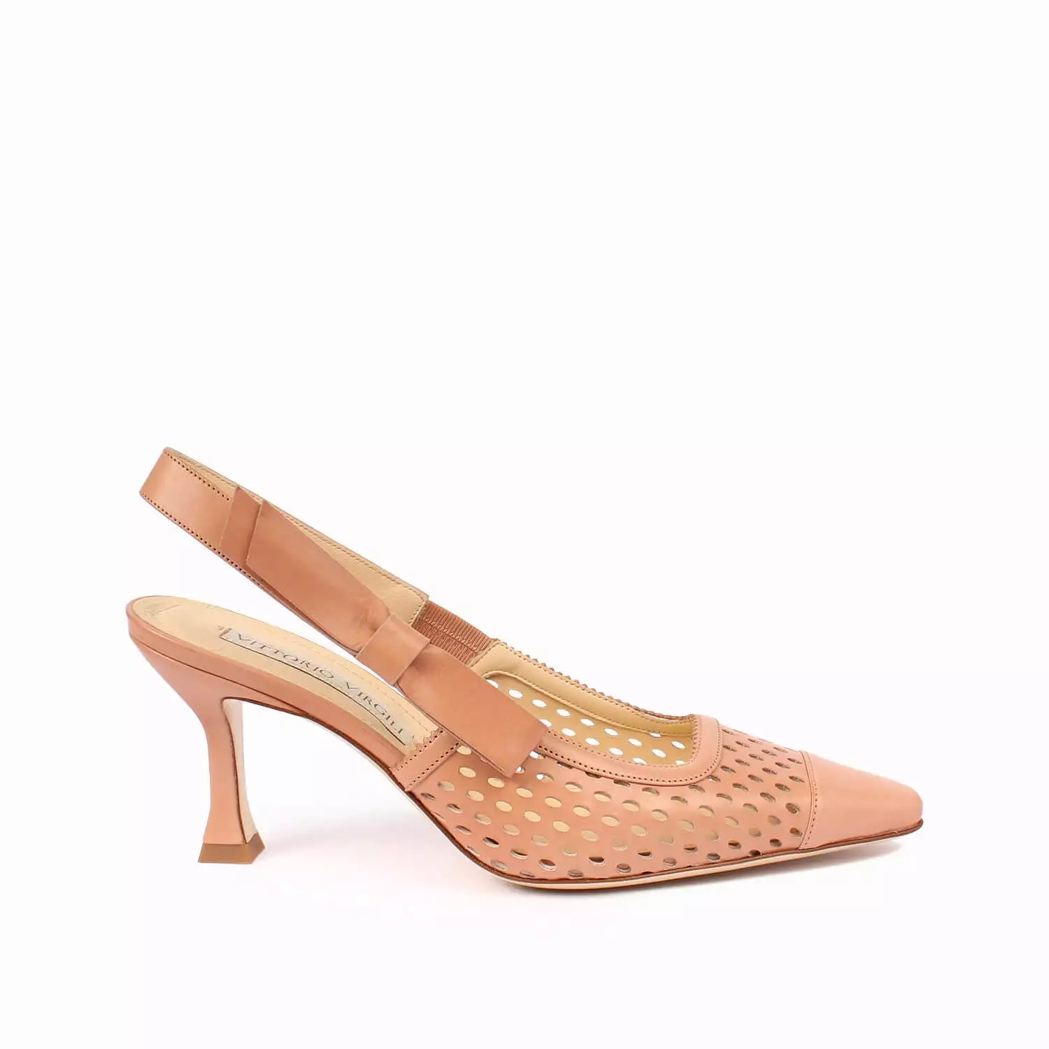 Peach women's leather sling back décolleté