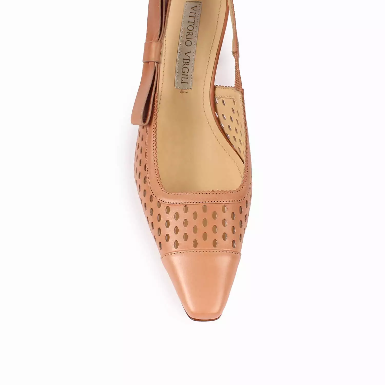 Peach women's leather sling back décolleté