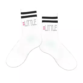 Phi Mu Sorority Socks for your Big and Little with Greek Letters on Striped Cotton Crew Socks