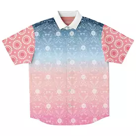 Pink Glacier Short Sleeve Button Down Shirt