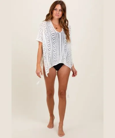 PinkBlush White Crochet Knit Swim Cover Up