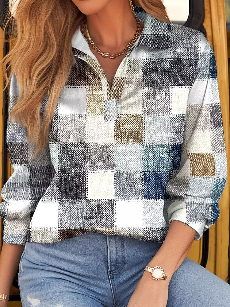 Plaid Print Women's Long Sleeve T-shirt