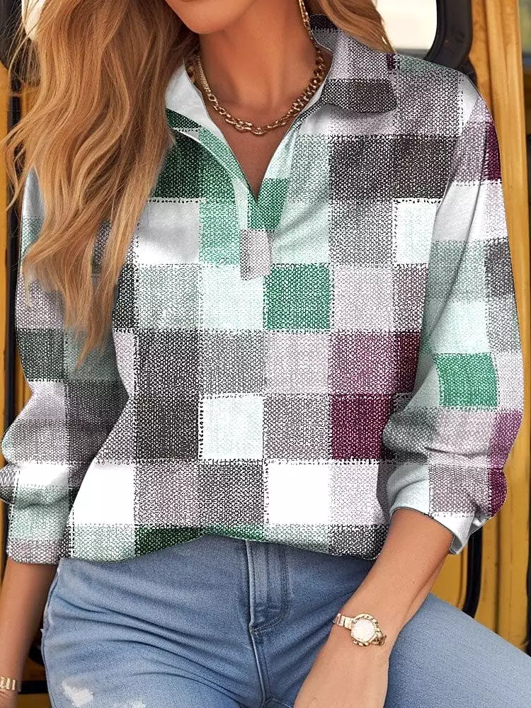 Plaid Print Women's Long Sleeve T-shirt