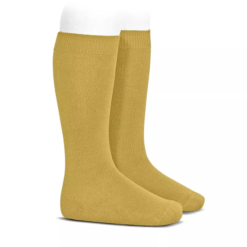 Plain high socks- MUSTARD (629)