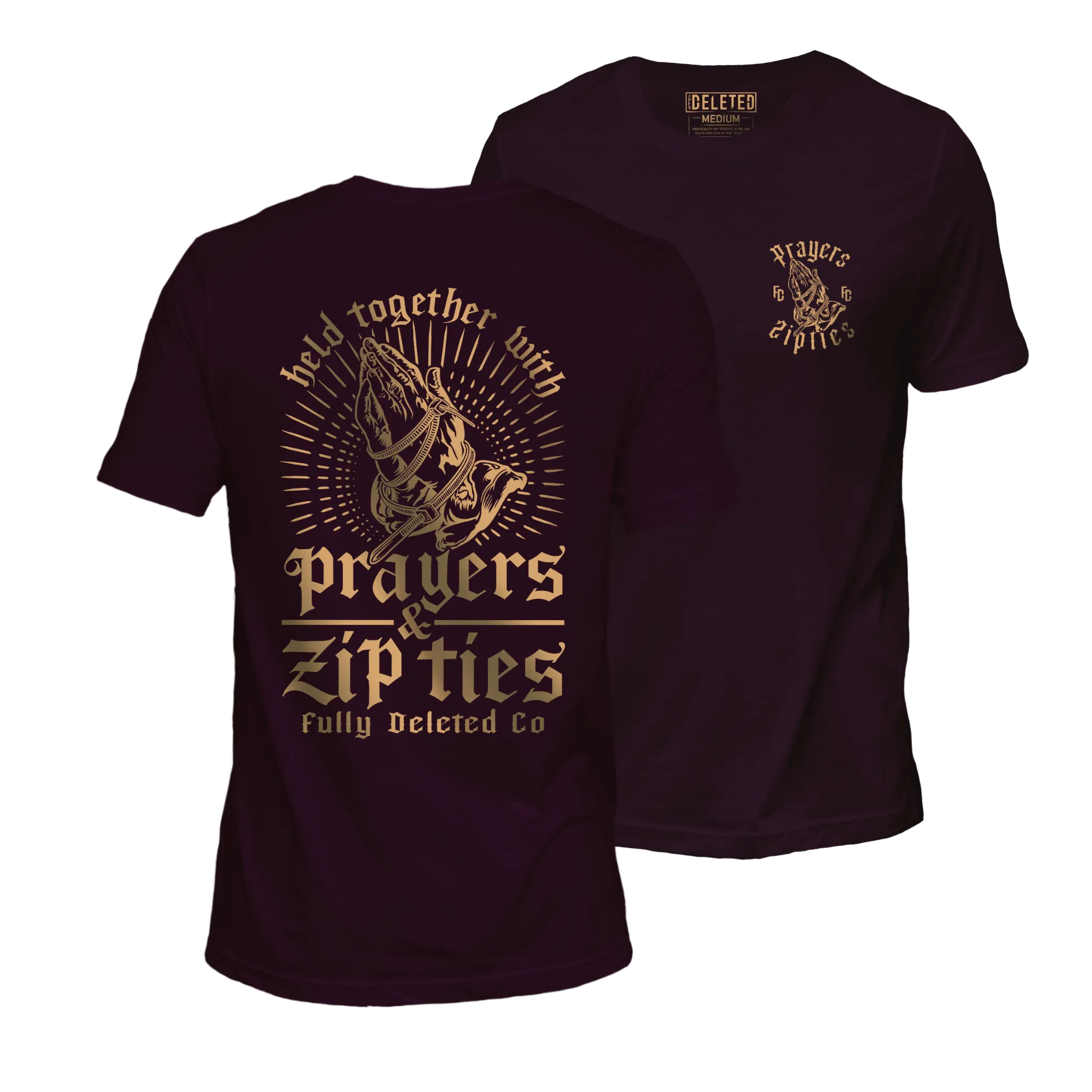 PRAYERS & ZIPTIES : PREMIUM T-SHIRT : MAROON