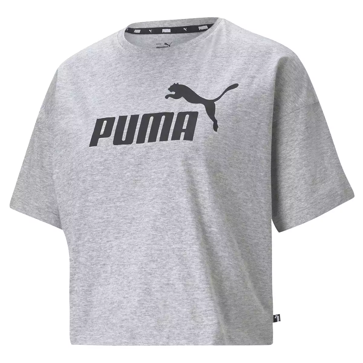 PUMA WOMEN'S CROPPED LOGO GREY TEE