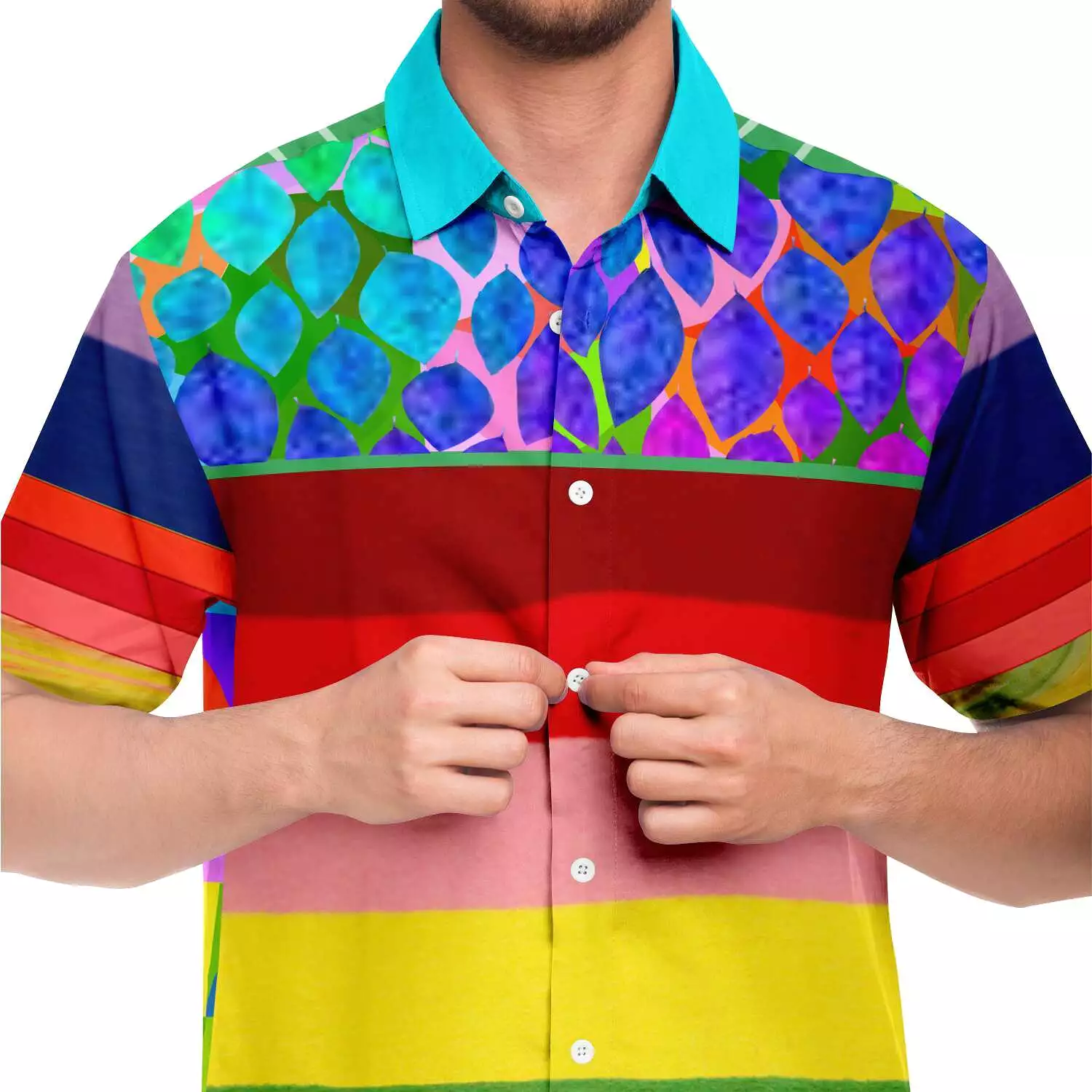 Rainbow-Tastic Short Sleeve Button Down Shirt