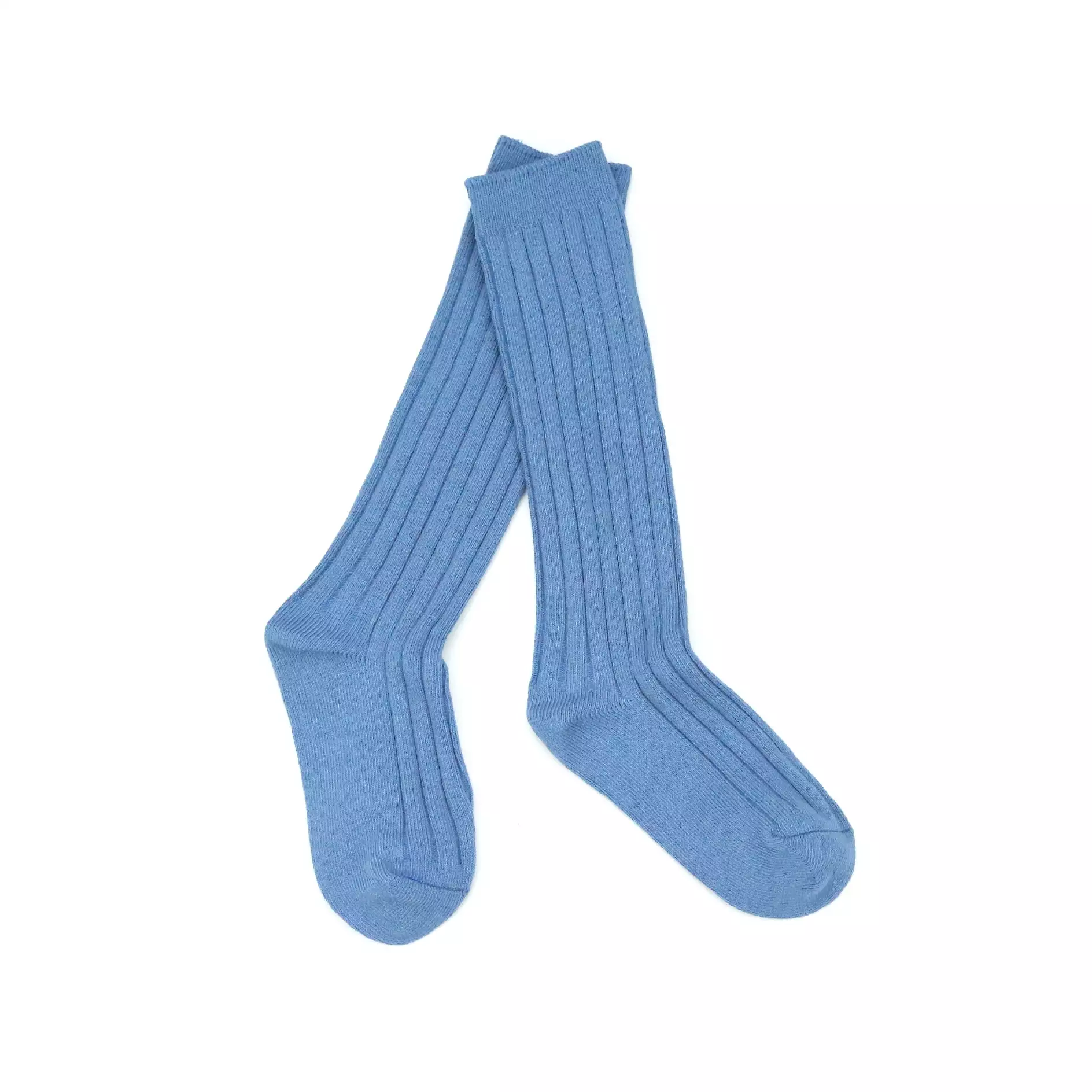 Ribbed Knee High Socks (French Blue)