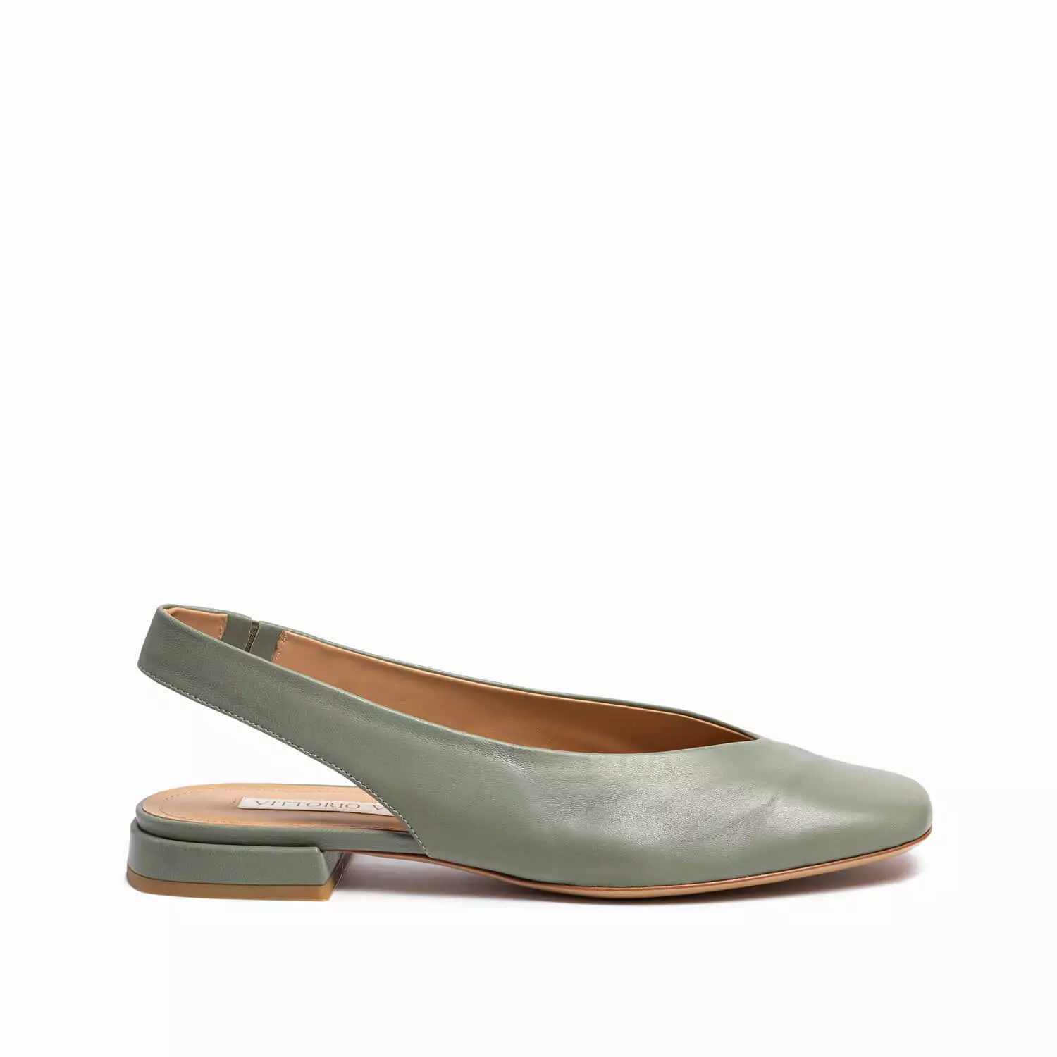 Sage green women's tassel leather sling back ballet flat