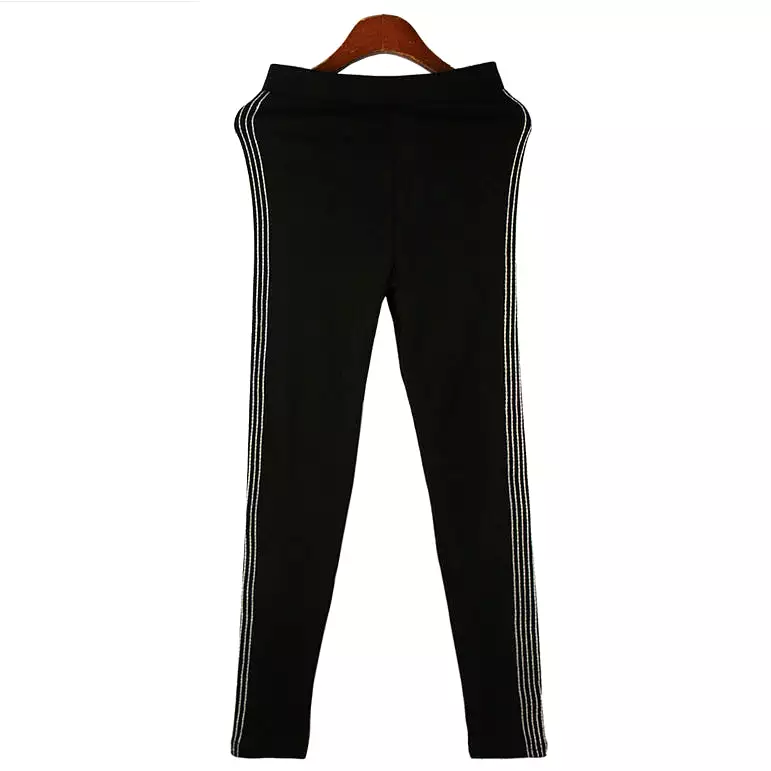 Side Stitched Striped Leggings Stockings Tights Cotton Stretch Elastic Basic Casual Sexy Korean Style Fashion Slim