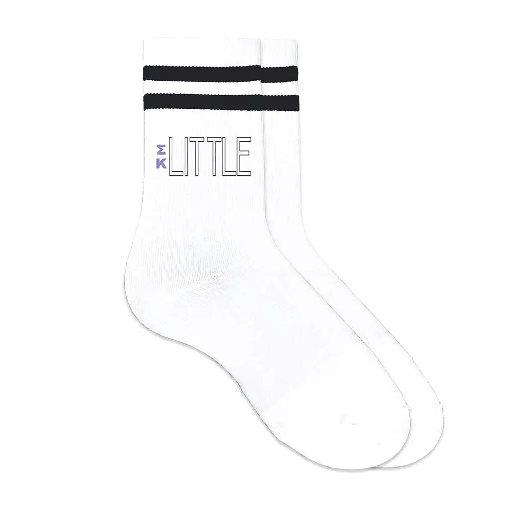 Sigma Kappa Sorority Socks for your Big and Little with Greek Letters on Striped Cotton Crew Socks