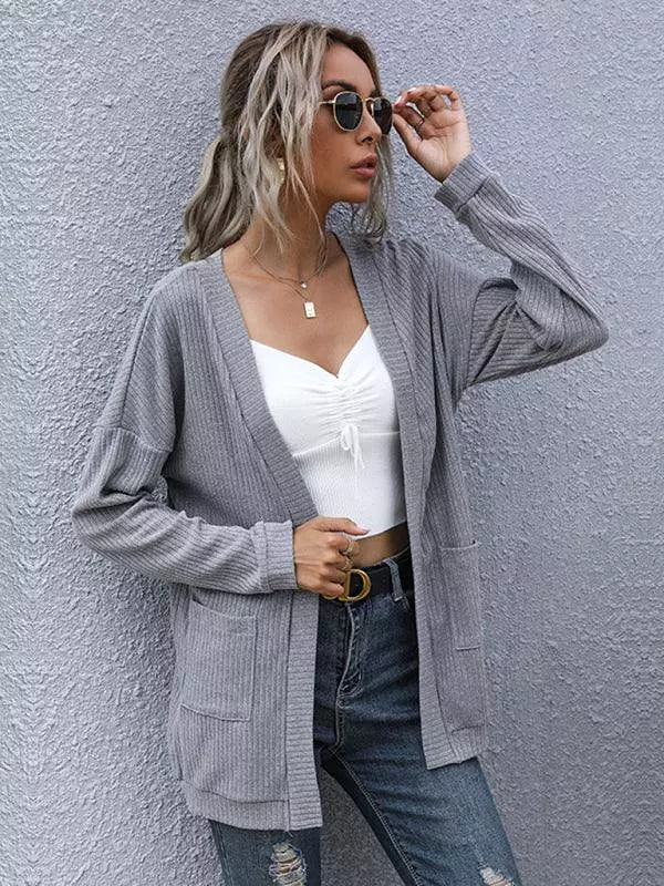 Solid Casual Long Women Cardigan Sweater