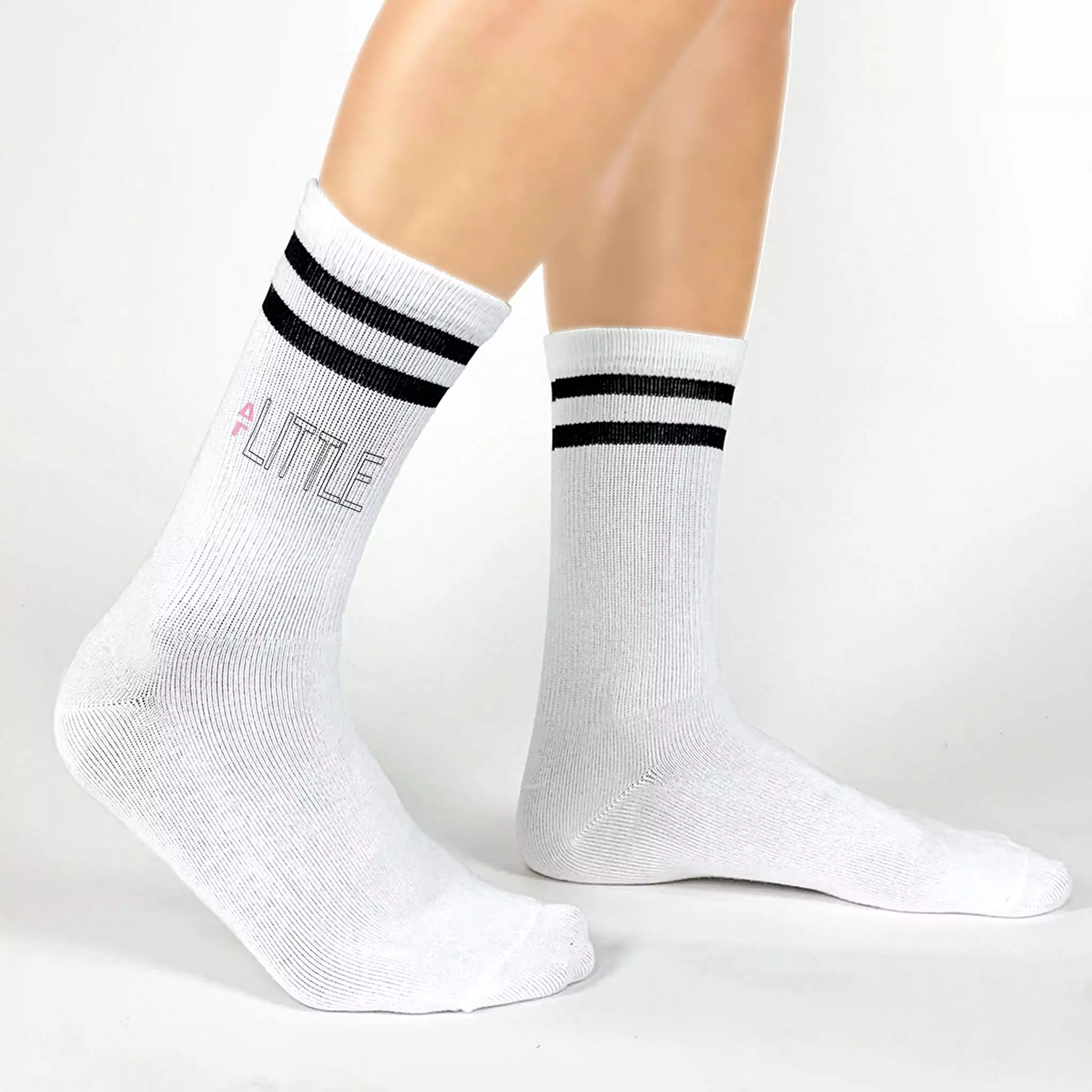 Sorority Socks for your LITTLE with Greek Letters on Striped Cotton Crew Socks