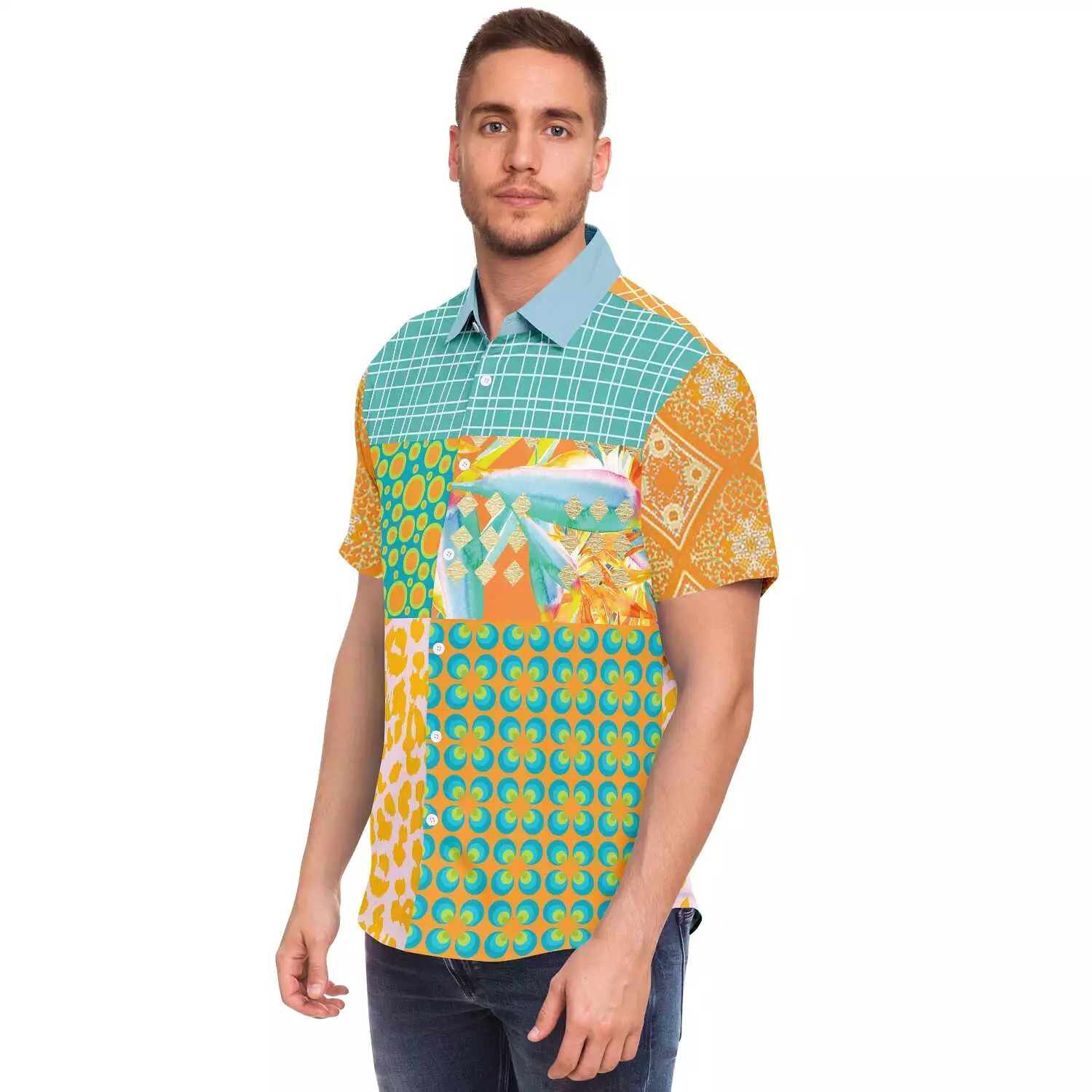 South Beach Short Sleeve Button Down Shirt