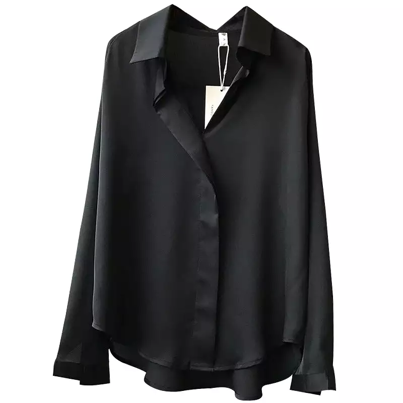 Spring satin shirt women's long-sleeved top