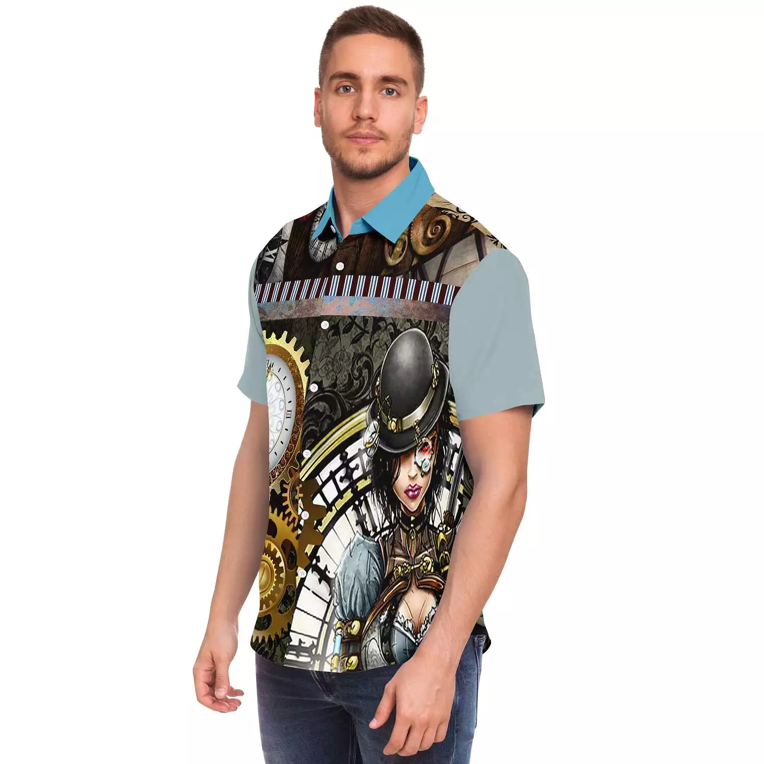 Steampunk Warrior S/S Button Down Shirt