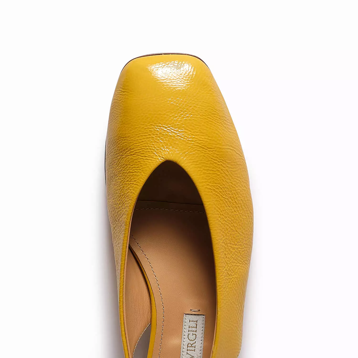 Straw yellow women's patent leather sling back ballet flat