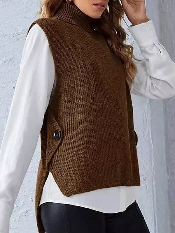 Stylish Women's Knitted Button Cardigan Vest for Fall and Winter